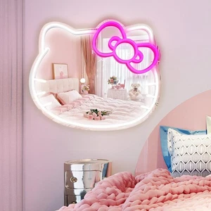 Anime Hello Kit Mirror with Light Neon Signs for Wall Decor, Neon Mirror with... - Picture 1 of 6