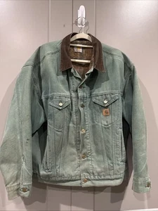 Vintage Green Carhartt Blanket Lined Detroit Jacket J10 HTG Size XL Canvas - Picture 1 of 10