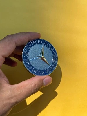 57mm AMG Blue Mercedes Benz Front Hood Emblem Badge A,B,C,E,S,SL,SLK Class - Image 1 of 4