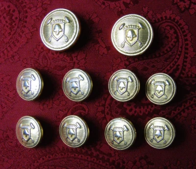 RALPH LAUREN POLO SHEILD LOGO GOLD BRASS FINISH REPLACEMENT BLAZER BUTTON SET - Image 1 of 4