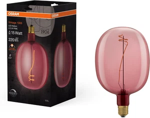 OSRAM Lampada LED Vintage 1906 Vetro Rosa, 4,5W, 220Lm, Forma a Palloncino Con D - Foto 1 di 12