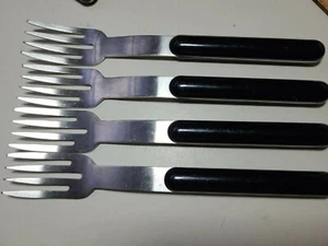 4-LAUFFER Towle MONDO-BLACK Stainless JAPAN Flatware 6 3/4" SALAD FORKS-1995 - Picture 1 of 5
