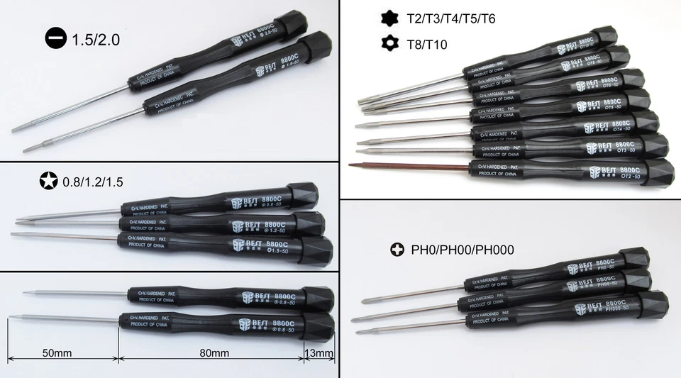 100x Best 8800C Screwdriver phone Laptop Repair Tool Torx Slotted Phillips Star - Image 1 of 2