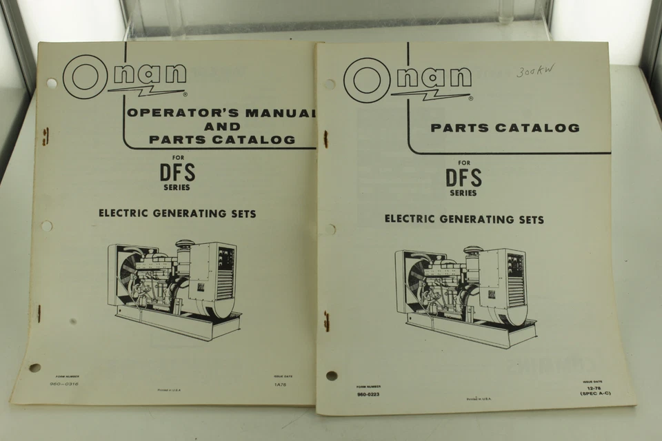 Vintage ONAN DFS Series Generator GenSet Operators Manual & Parts Catalog - Image 1 of 1