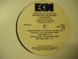 Radio Promo AN HOUR WITH PAT METHENY White Label PRO 810 Rare - Picture 1 of 2