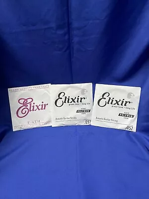 3 Elixir PolyWeb Coated .052 80/20 Bronze Individual Acoustic Guitar Strings - Image 1 of 4