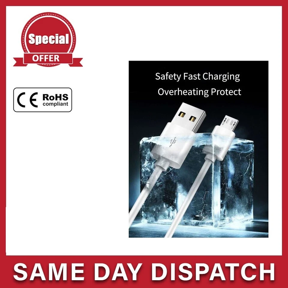 Fast Charger PVC Micro 1m 2m 3m USB Data & Charging Cable Lead For Samsung S4 S5 - Image 1 of 4