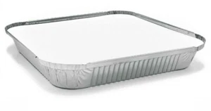 Contenitori per alimenti in foglio di alluminio grande 9"x9"x1,5" vassoi + coperchi per teglie da forno da asporto - Foto 1 di 7