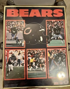 1989 Chicago Bears Poster collage 20" x 16" - Mike Singletary Gold Frame NFL EUC - Picture 1 of 5