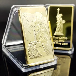 12pcs Liberty Goddess Painted Steel Core Gold Color Plated Square COIN - Picture 1 of 7