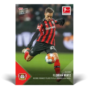 2021 TOPPS NOW BUNDESLIGA #103 FLORIAN WIRTZ - YOUNGEST PLAYER TO 50 GAMES - Picture 1 of 2