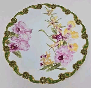 T & V Tressemann & Vogt Limoges France Hand Painted Orchid Plate 9 1/4" C. 1907 - Picture 1 of 14