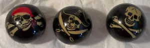 (3) Juego de bolas giratorias llenas de líquido de huesos de calavera pirata vintage de 1,5" - Imagen 1 de 2