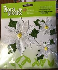 7007 Petaloo 3D Fabric Stickers - Flora Doodles - White Poinsettia - 7"x6"