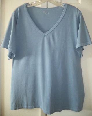 Old Navy Lt French Blue Grey Vintage Look Cotton V-Neck T-shirt 3XL 22 24 26 3X - Image 1 of 4