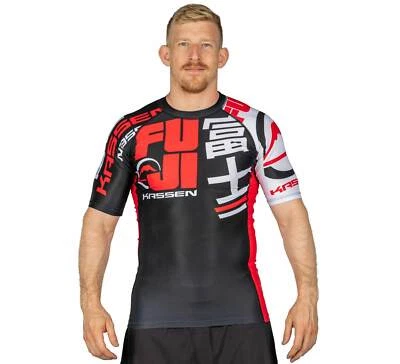 Fuji Kassen MMA BJJ Jiu Jitsu ShortSleeve Short Sleeve SS Rashguard - Black/Red - Image 1 of 4