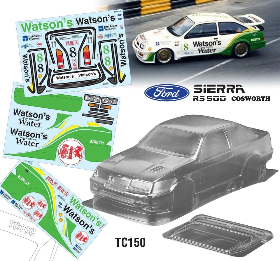 TEAMC RACING Ford Sierra Cosworth RS500 WATSON 190mm RC Body 1/10 Tamiya Kyosho - Immagine 1 di 1