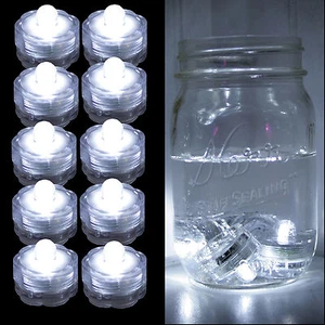 Submersible Waterproof Battery LED Tea Light ~ Wedding Decoration~WHITE~ 10 Pack - Picture 1 of 3