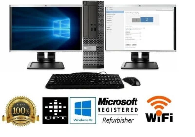 Dell OptiPlex Intel Core i5 16GB RAM 240GB SSD Windows 10 PRO Dual 22" LCD Wi-Fi - Image 1 of 4