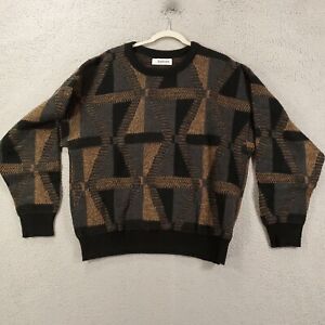 Vintage Jantzen Sweater Mens Large Gray Black Tan Geometric Pullover