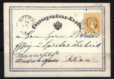 Austria: 1871; papelería postal, Alseprund a Neurau en Viena, EBOS13 Foto 1 de 2