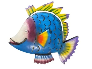 18” TROPICAL METAL FISH COLORFUL ART NAUTICAL PATIO HOME DECOR - Picture 1 of 1