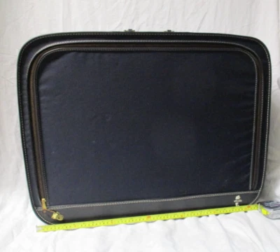 Винтажный большой 24» Atlantic Prod темно-синий черный чемодан, морской конек, мягкий чехол, коробка - Изображение 1 из 4