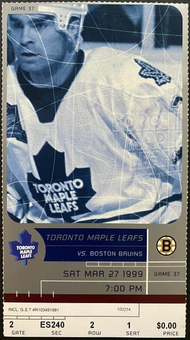 1999 Vintage NHL Hockey Ticket Stub Toronto Maple Leafs Boston Bruins ACC Cover