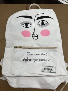 Backpack BENEFIT SAN FRANCISCO 2020 Branded white artsy trendy backpack zipper - Picture 1 of 4