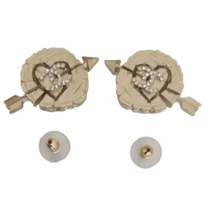 $3,650 Chanel Extremely Rare “❤️CC Young Love❤️” Gold Plated Stud Earrings - Picture 1 of 7