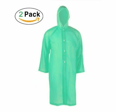 2 Portable Raincoat Adults PVC Rain Poncho Men And Women Outdoor Rainwear - Image 1 of 2