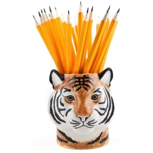 Pluma de tigre y maceta de lápices de cerámica de codorniz para animales almacenamiento ordenado - Imagen 1 de 5