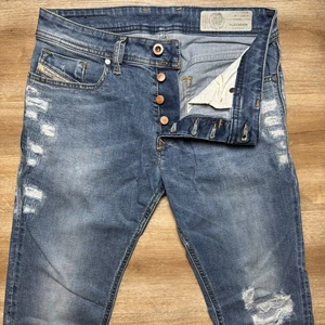 Diesel Jeans Men 27x30 Blue Sleenker Slim Skinny Stretch Patched Destroyed 085AH - Picture 1 of 18