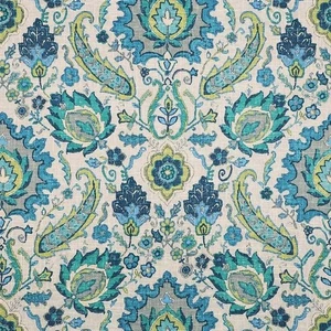 Tela para cortinas de tapicería Covington Bursa aguamarina mezcla de lino azul y verde - Imagen 1 de 2