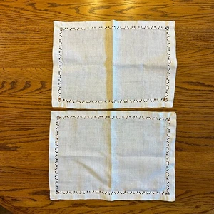 White Linen Doilies Hemstitched, Set of 2 - Picture 1 of 5