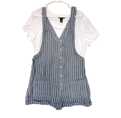 WHBM Mameluco Paquete Mujer L Botón Frontal Cambray Chaleco Mono Pantalones Cortos Camiseta Lote Foto 1 de 4