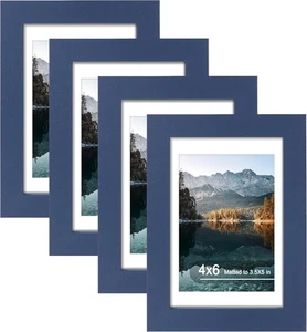4X6 Picture Frame Set of 4, High Definition Real Glass, Display Pictures 3.5X5 w - Picture 1 of 12