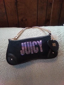 Juicy Couture Black Velvet Shoulder Bag W/ Bling Juicy - Picture 1 of 2