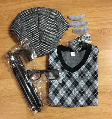Old Man Costume For Kids Vest Hat Cane Pipe Ages 5-8  Cosplay 19.95 Delivered! - Image 1 of 4