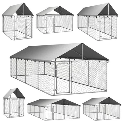 Hundezwinger mit Dach Outdoor Hundekäfig Hundehaus Außengehege Käfig Tierhaus - Bild 1 von 4