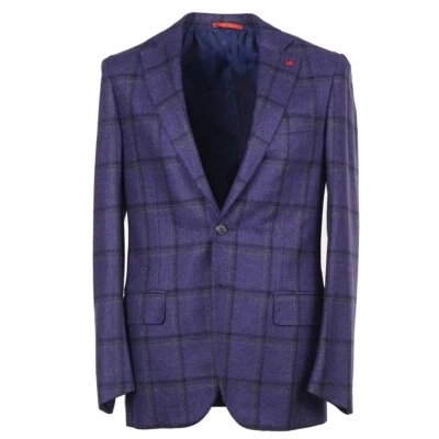 Isaia 'Sanita' Royal Purple Check Wool-Silk Sport Coat 38R (Eu 48) NWT - Image 1 of 4