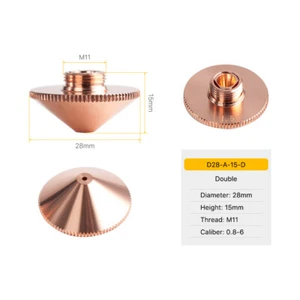 Laser Nozzle Double Layers M11 Hight 15mm Dia.28 for Fiber Cutting Head - Picture 1 of 20