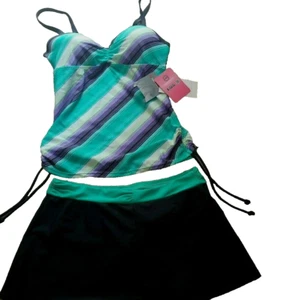 Free Country Women Swimsuit Tankini Top & Skirt 2 Piece Swim Wear S/M New - Picture 1 of 9