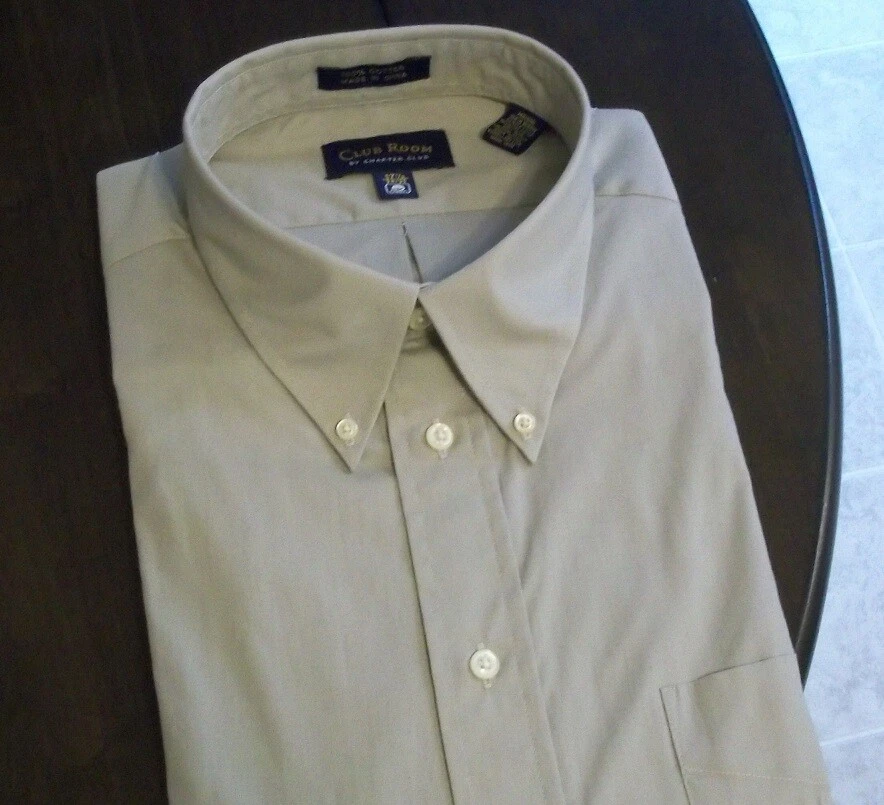 CHARTER CLUB ROOM MACY'S L/S TAN MEN'S SHIRT SZ 17 1/2 NEW - Image 1 of 4