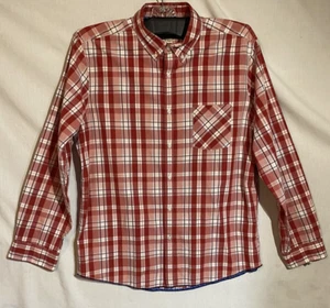 Men's G.H. Bass & Co. Red and White Striped/Checkered shirt Sz L - Picture 1 of 10