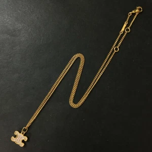 CELINE Macadam Rhinestone Gold Tone Pendant Necklace/2BD0116 - Picture 1 of 8