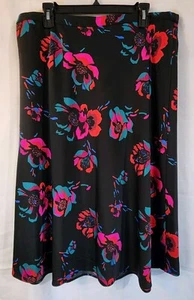 J. Falda midi para mujer Crew cintura elástica negra estampado floral talla XL - Imagen 1 de 8