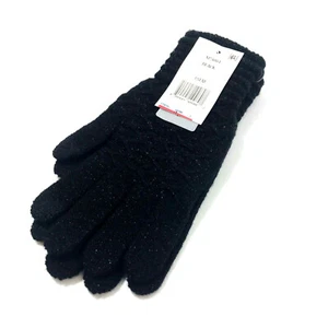 Steve Madden for Macys Gloves Women Zigzag EZ Tap Touchscreen Black Metallic NEW - Picture 1 of 4