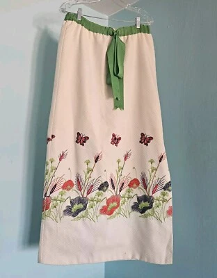 复古 70 年代 Mr. Hank 刺绣 Cottagecore 花卉蝴蝶长裙复古 — 第 1/4 张图片