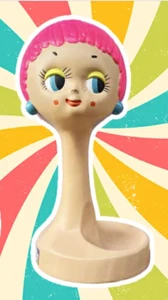 Twiggy Mannequin Vintage Retro Display Head Stand Japan 15.3 Inch NEW pink - Picture 1 of 1